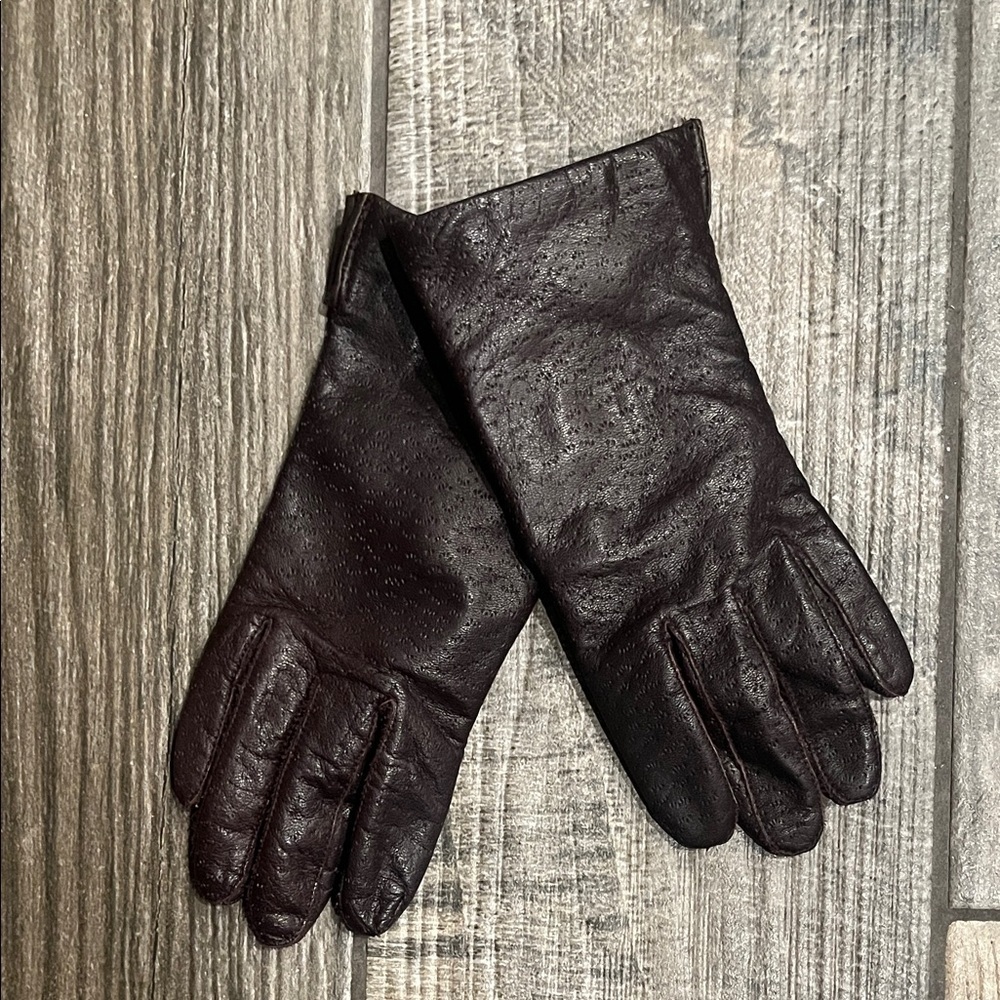 Vintage Dark Brown Leather Gloves